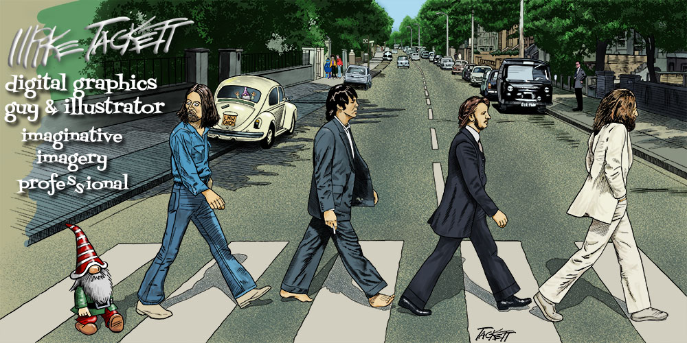 Abbey Road album parody illustration
